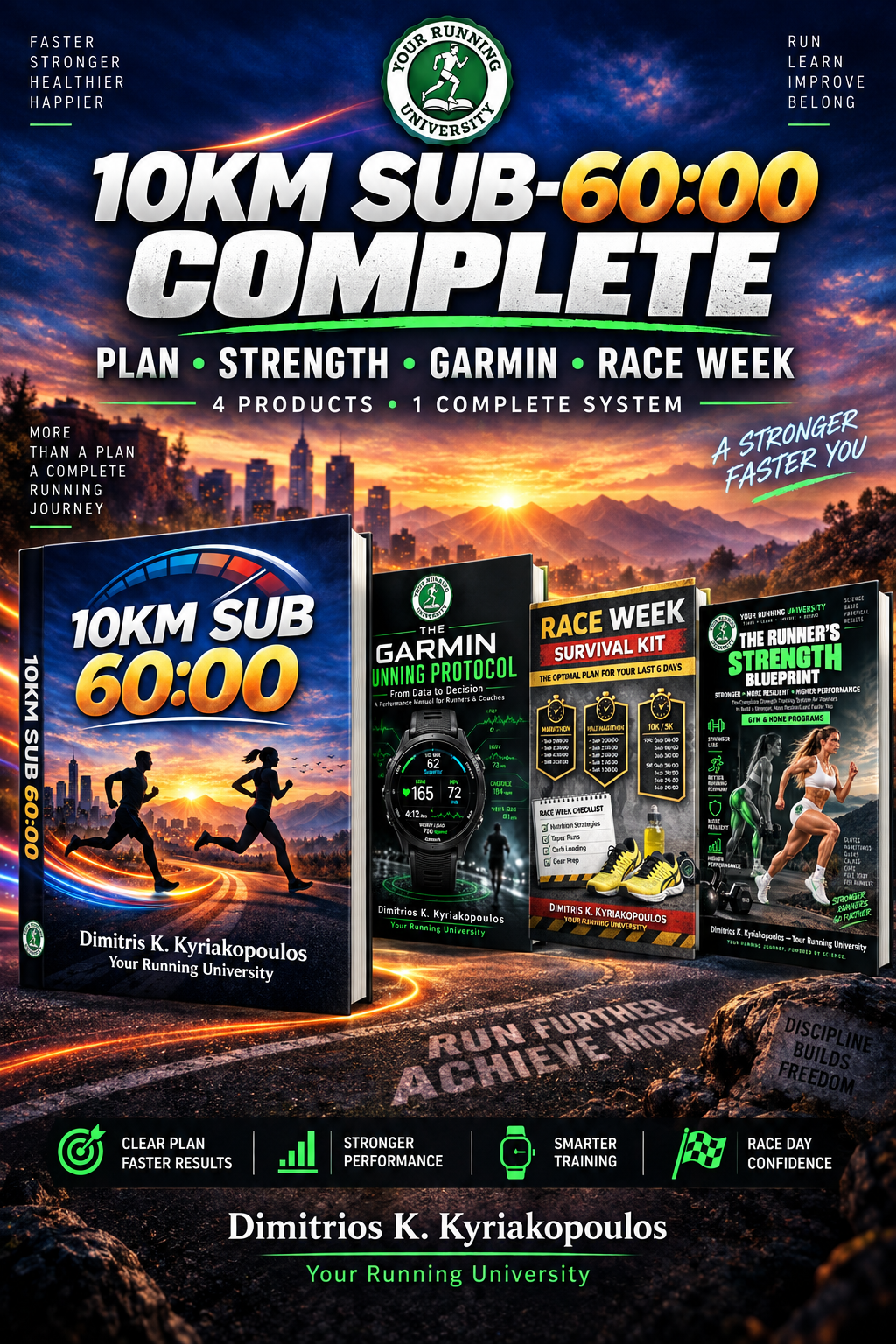 10KM SUB-60:00 COMPLETE PLAN • STRENGTH • GARMIN • RACE WEEK